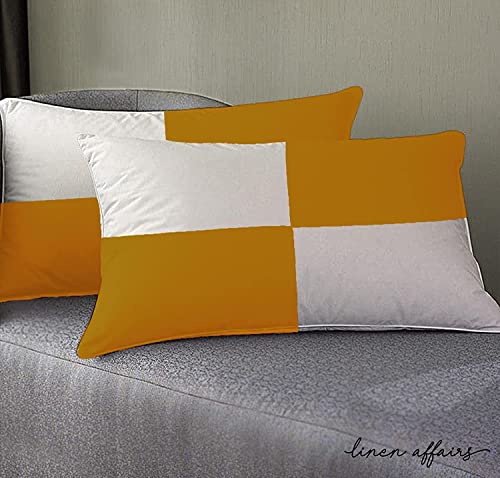 Image of Microfiber Pillow Set of 2 for Sleeping - 20x30 Inches, Taupe and White