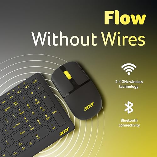 Image of Acer ZenKeys Duo Wireless Keyboard & Mouse Combo | 2.4 GHz + Bluetooth | Rechargeable 500 mAh Type-C | 99-Key Silent Keyboard | 1600 DPI Optical Mouse | 10m Range | Windows /macOS /Linux Compatible