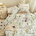 ECOCOTT Floral Duvet Cover Sets Queen Size,3 Pieces 100% Natural Cotton Floral Pattern 1 Duvet Cover with Zipper and 2 Pillowcases, Ultra Soft and Easy Care Breathable Cozy Simple Style Bedding Set