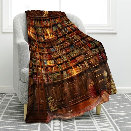 Jekeno Vintage Bookshelf Blanket Gifts for Women Men Kids Girls B...
