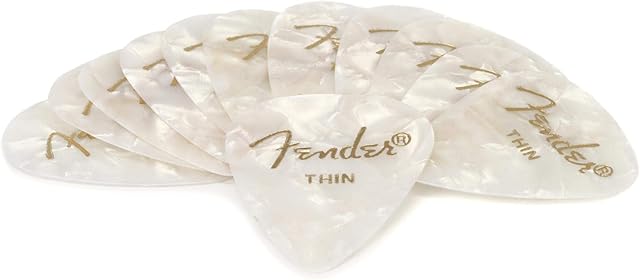 Fender 351 Shape Premium Picks - White Moto - Thin - 12 Count Pack