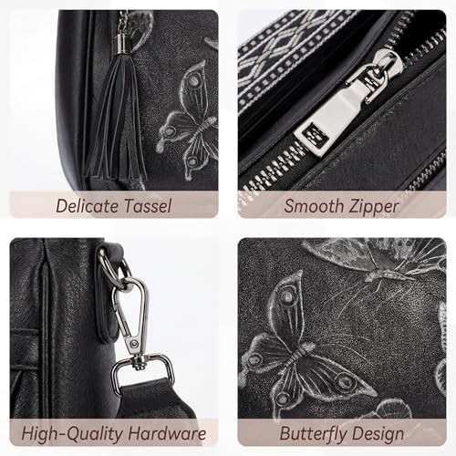 Image of BELTANA Crossbody Bags for Women Trendy Vegan Leather Hobo Purses Medium Butterfly Cross Body Purse with Wide Strap | Adjustable Strap