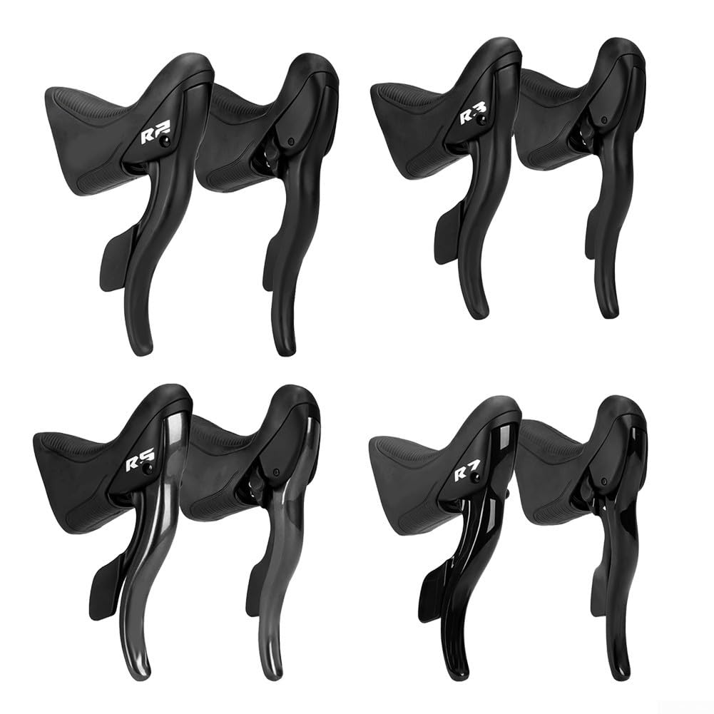 Par de palancas de cambios de bicicleta de carretera compatible con modelos R2 R3 R5 R7, diseñado con materiales y cables para un cambio y control precisos de marcha
