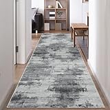 Famibay Teppich Läufer Flur rutschfest 80x300cm Waschbar Teppichläufer Flur Dunkelgrau Küchenläufer Modern Flurteppich Läufer Lang für Eingang Flur Küche Schlafzimmer Wohnzimmer
