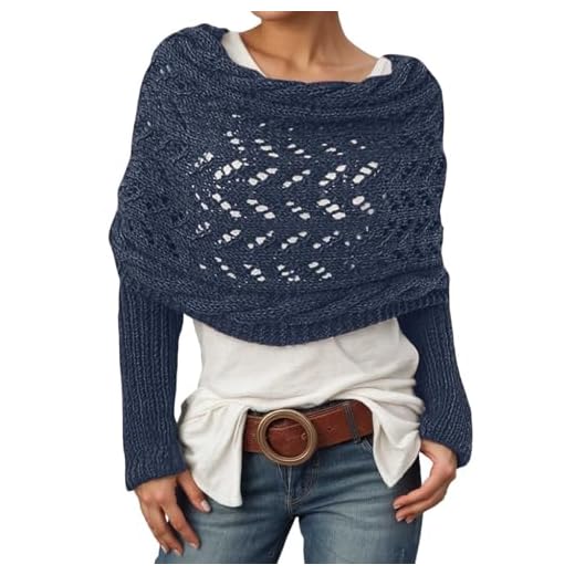 Generisch Blau 280cmMultifunktionaler Schal mit Ärmeln für Damen, Gestrickter Polyesterfaser Zopfmusterschal, Boho Pashmina Schal Damen, Warmgestrickt cape Frauen