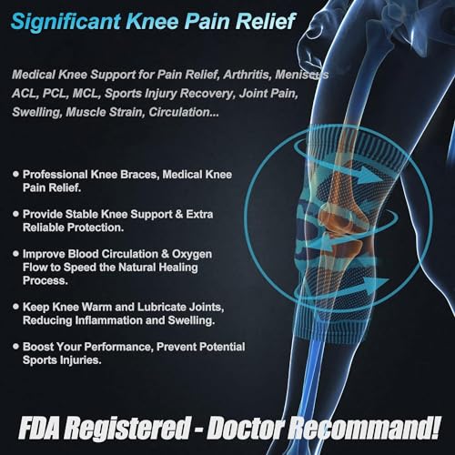Image of NEENCA Professional Knee Brace, Compression Knee Sleeve With Patella Gel Pad & Side Stabilizers, Knee Support Bandage For Pain Relief, Medical Knee Pad (Light Blue, Xl)
