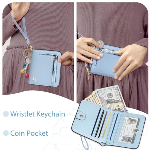 Image of COSHAYSOO Initial Teen Girl Womens Wallets RFID Slim Wristlet Keychain Easter Birthday First Communion Confirmation Gifts for 10 11 12 13 14 15 16 17 18 19 21 Year Old College Teenager, Blue Letter T
