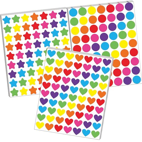 2150 Pcs Star Heart Dot Stickers for Kids Rainbow Reward Small Shape Self Adhesive Sticker for School Classroom Student Teacher Supplies Behavior and DIY Decoration