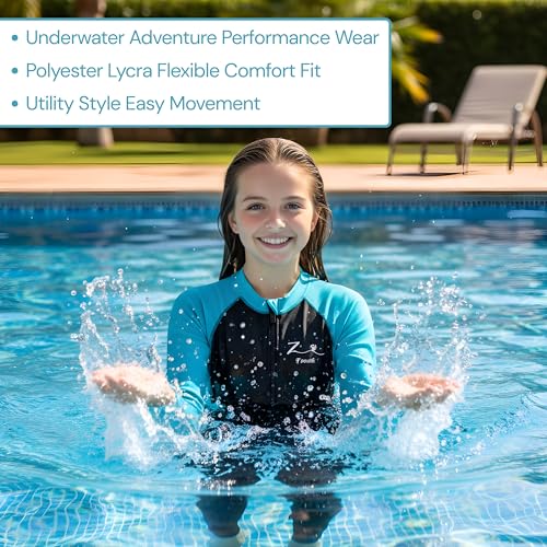 Image of ZIUM Girls 4 Way Lycra Swimsuit Cum Diving Suit with Print & Plain Options