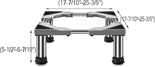 Miniatura 2 de Pedestal para lavadora, secadora, frigorífico, altura de 5.5 a 6.7 pulgadas, base ajustable de alta resistencia, soporte de nevera para aire