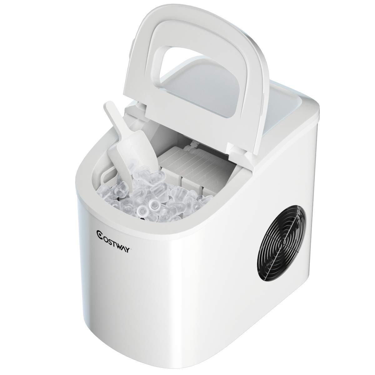 COSTWAY Countertop Ice Maker, 26lbs/24h Portable And Compact Ice Maker Machine, Ice Cubes Ready In 6 Mins, Electric High Efficiency Small Ice Maker With Ice Scoop For Home Kitchen Office, White on Fridge.com - View 4