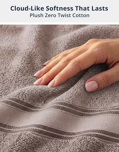 Image of Lane Linen 100% Mercerized Cotton Bathroom Towel Set - 18 Pieces - Fluffy, Super Soft & Highly Absorbent - 6 Bath Towels, 6 Washcloths, 6 Hand Towels - Zero Twist, Double Sided Cotton Terry - Platinum