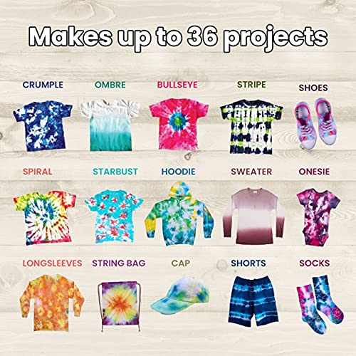 Hapinest Tie Dye Kit for Kids Age 8-12 & Up Girls Boys Teens, Clothing Shirt Fabric Dye Arts and Crafts Gifts Party Supplies, Kids Tie Dye Kit for Large Group, 18 Pre-Filled Bottles w/14 Colors