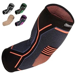 Kunto Fitness Elbow Brace Compression Support Sleeve (Shipped From USA) for Tendonitis, Tennis Elbow, Golf Elbow Treatment – Reduce Joint Pain During Any Activity!