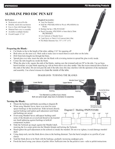 Penn State Industries PKPENXEDSS Slimline Pro EDC Ballpoint Click Pen Kit Starter Package Woodturning Project - Thumbnail 2