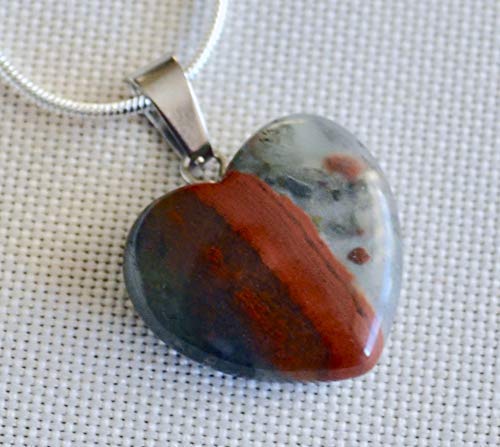 Bloodstone Heart Necklace - Heliotrope Stone - Bloodstone Crystal Choker - Silver Bloodstone - Chakra Healing Gift - Romantic Gift