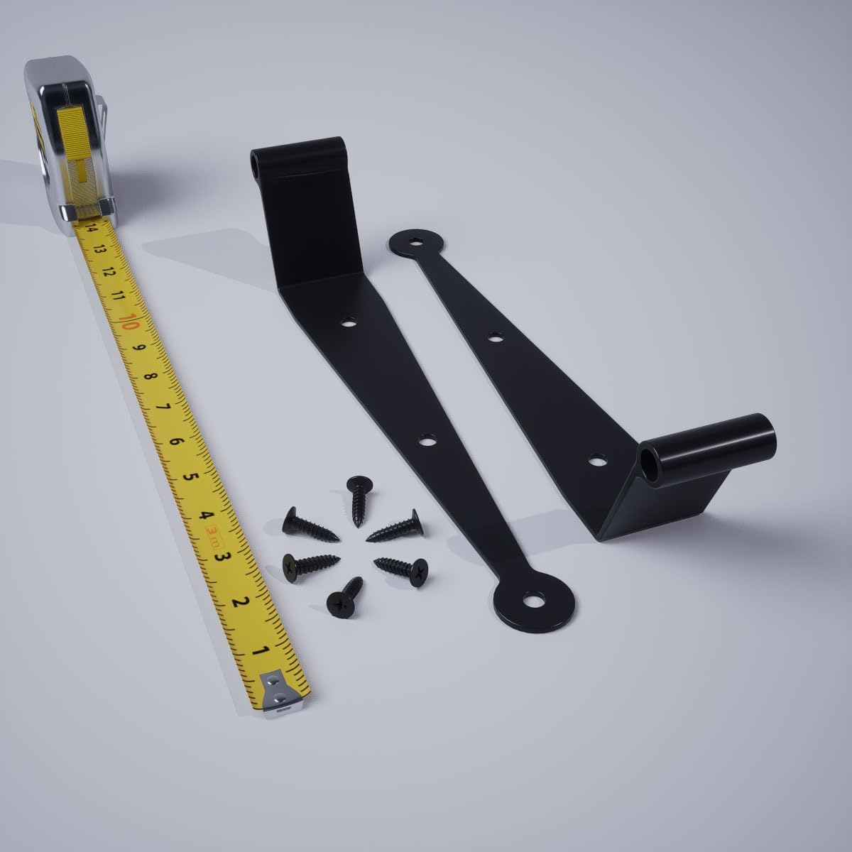 SteelTek Strap Hinge 10"W with 2 1/4" Offset (Sold as Pair), 304 Stainless Steel, Powder Coated Black