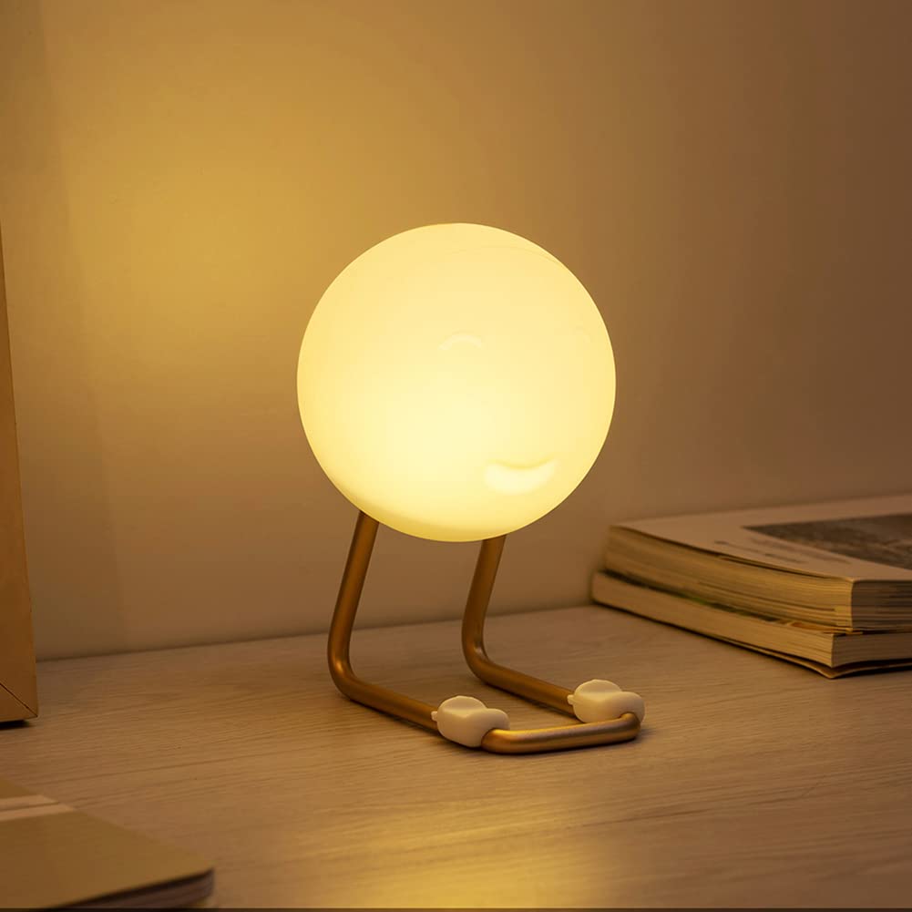 WOLONG Tischlampe LED Tragbares nachtlicht Runde USB-aufladung leselampe Nachttischlampe Dimmbar Kind Silikon Nachtlampe Schlaflicht mit Handyhalter,für Babyzimmer, Schlafzimmer Wohnräume