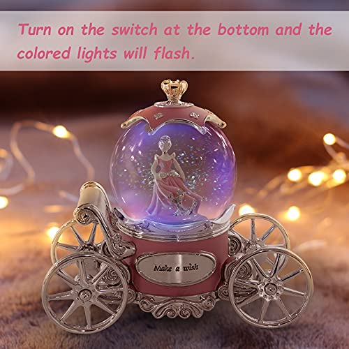 Cinderella Snow Globe Music Box for Girls, YT3 Studio Snow Globes for Girls Color Changing LED Lights Musical Box for Women Kids Mom Daughter Birthday Christmas Mother\'s Day Valentine Gifts - Thumbnail 4