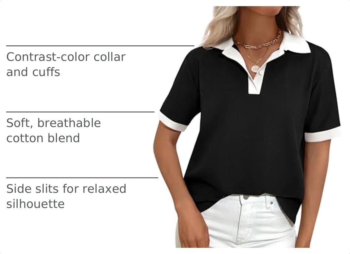 PRETTYGARDEN Short Sleeve Collared Classic Polo Shirts for Women