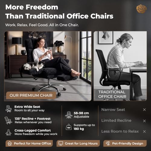 Image of Big and Tall Office Chair, Flip Armrests for Pets & Cross Legged Sitting