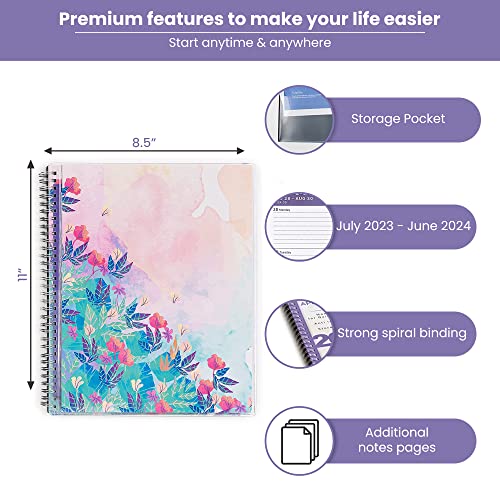 Simple Planner 2023-2024 Academic Planner - Ensight - 8.5 X 11" With Tabs, Weekly And Monthly Calendar, Business, Student Or Personal Day Planner For Women With Storage Pockets, Notes Pages, Thick Paper Runs July 2023 - June 2024 (Watercolor) #TOP4