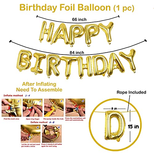 Image of Party Propz Golden Balloons For Decoration -13Pcs Combo Kit With Gold Happy Birthday Foil Balloon, Confetti and Metallic Balloons Set for Birthday Decoration Kit Combo /Ballons for Decorating Birthday