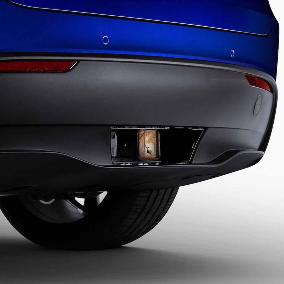 Deer Hitch Covers 2 Inch Foggy Autumn Maple Forest Wildlife Deer Trailer Hitch Cover Tube Plug Insert, Car Exterior Accessories, Receiver Tube Hitch Cover for Trucks