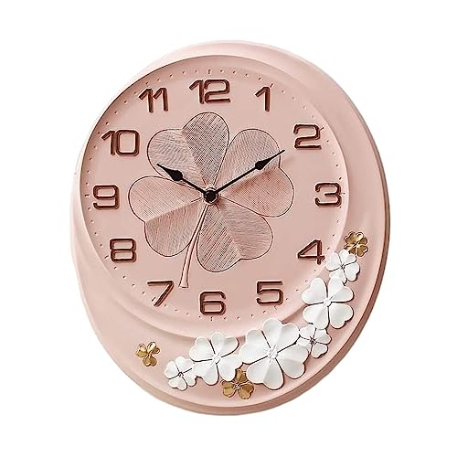 Horloge silencieuse rose vintage de 32.5 cm avec mécanisme à quartz