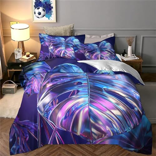 Parure de lit microfibre résistante imprimé 3D art de feuilles - 6