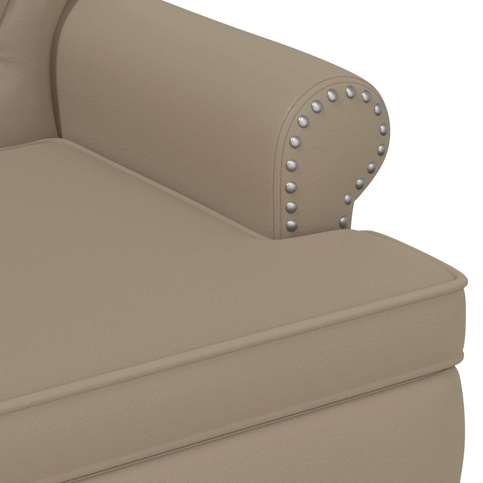 Cappuccino - Asiento de dos plazas con cierre de botón, piel sintética con marco de madera y patas de madera de caucho, 120 x 65 x 77 cm, 2 plazas para salón o dormitorio