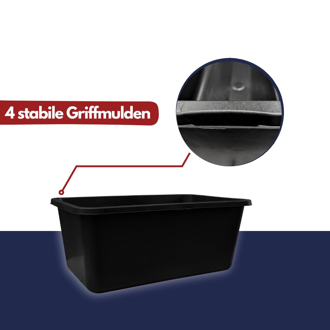 Mörtelkästen 65-90 Liter | Mörtelkübel rund oder eckig | Kunstoff-Wannen in Markenqualität | Pflanzkübel für Hochbeet (5 x 90l eckig)