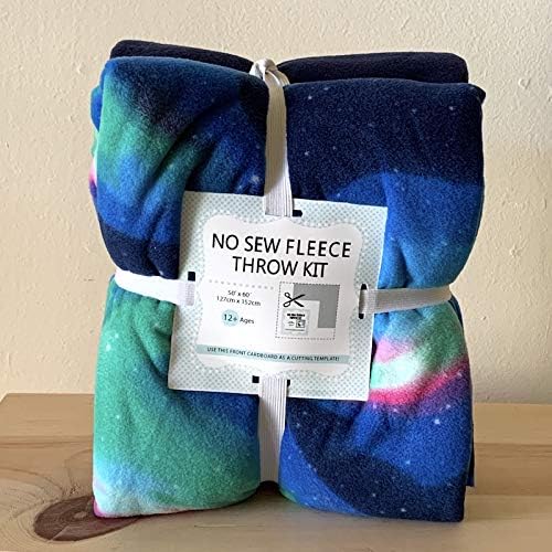 YourFleece Outer Space Aurora Borealis No-Sew Throw Fleece Fabric DIY Blanket Making Kit, Make Your Own, Anti-Pill, 72x60 inches