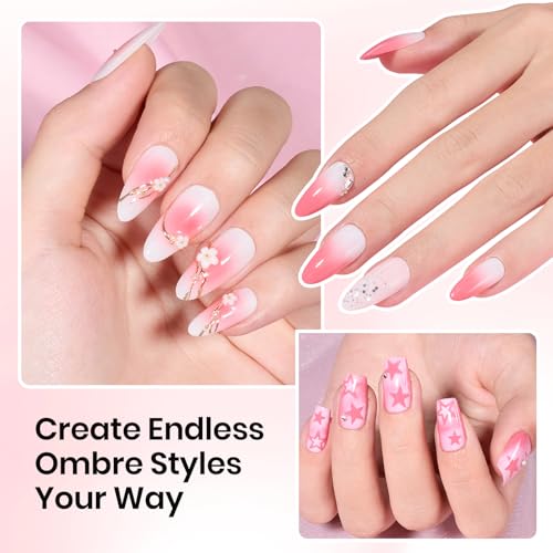 Image of Beetles 150Pcs Soft Nail Sponges for Ombre, White Nail Sponge with Grabbing Pen, Pink Pat Painting Gel Polish Kit for Gradient Ombre Blush Chrome Design Nails Art Tools, Home DIY Salon Manicure