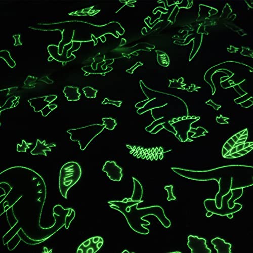 Hombys Glow In The Dark Comforter Set 5 Piece Twin/Twin Xl With Sheets, Blue Dinosaur Velvet Bedding Comforter Sets For Twin Bed, Ultra Soft Down Alternative Comforter For Boys Kids, Bed In A Bag #TOP6