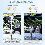 Solar Fountain Pump, Solar Powered Water Fountain Kit with 8 Nozzles, Garden Floating Water Feature Pond Pump for Bird Bath, Pool, Patio, Water Cycling, Fish Tank Aquarium Outdoor Decoration (3.5W) - Image 5