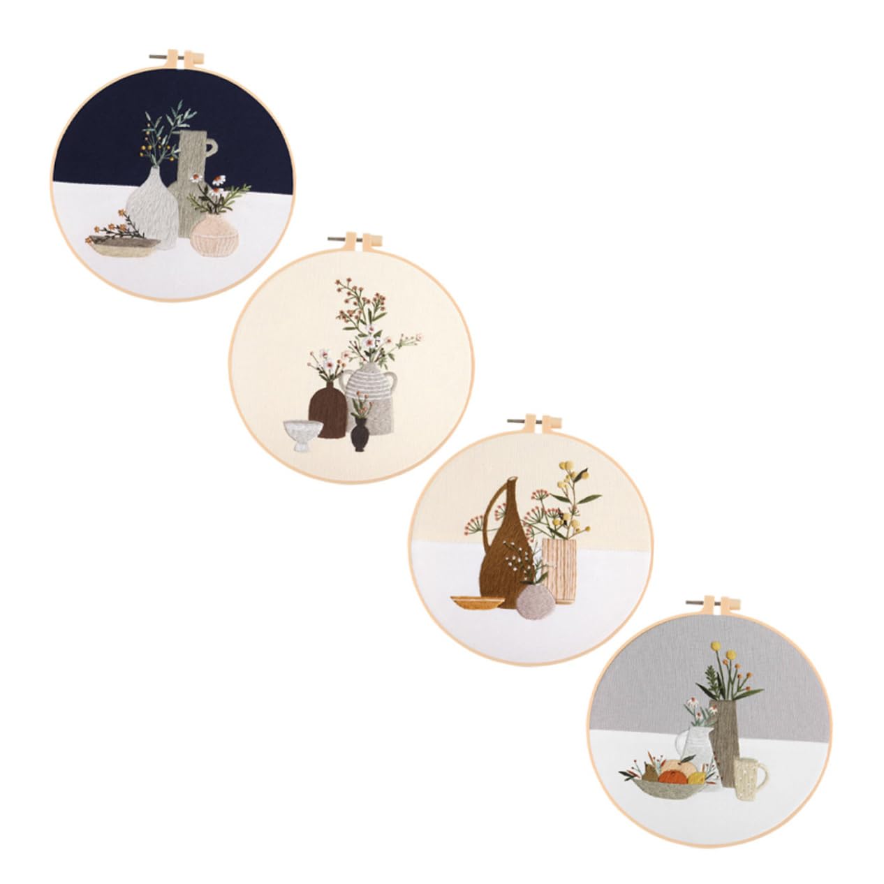 SEWOART 4 Juegos de Kits de Punto de Cruz DIY Hilos de Bordar y Patrón Floral para Manualidades en Casa