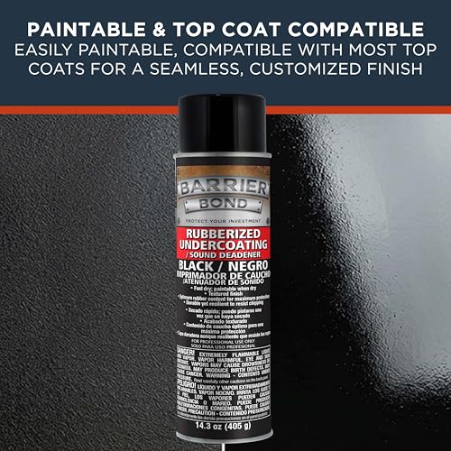Image of Barrier Bond - Rubberized Undercoating Sound Deadener, 14.3oz Black Spray, Undercoating for Vehicles, 6-Pack