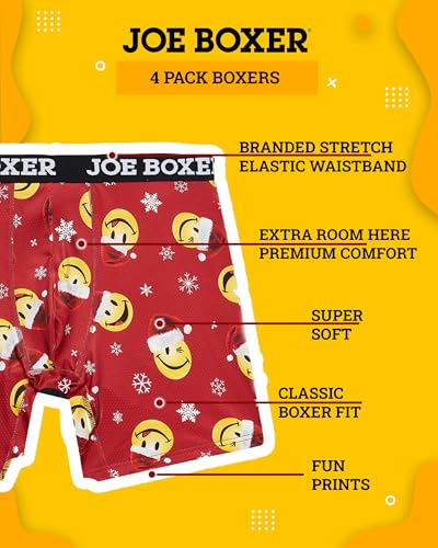 JOE BOXER Santa Briefs for Men Pack of 4, Performance Mesh Boxer Briefs for Men, Christmas Underwear for Men2