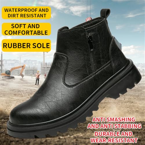 Image of Women's Steel Toe Boots Waterproof Lightweight Construction Safety Shoes | Durable, Comfortable,Puncture Resistant,Impact Resistant,Industrial Work Footwear