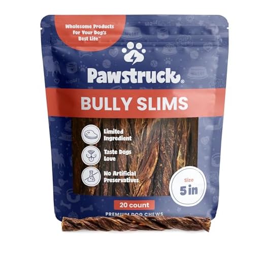 Pawstruck Natural 5” Beef Bully Slims Junior Gullet Chew Sticks for Small Dogs & Puppies – Healthy Rawhide Free Esophagus Jerky Dental Treat for Light Chewers, Supports Joint Health – 20 Count