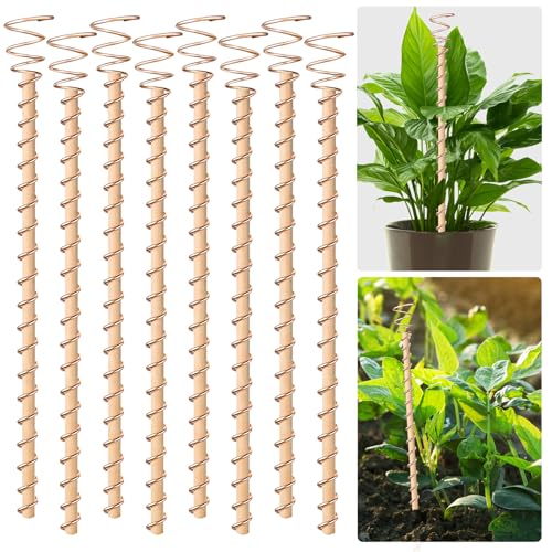 Doksving 8pcs Electroculture Plant Stakes 13.5 Copper Coil Wire Antennas Garden Stakes Tensor Rings Kit Copper Rods Electronic Planting for Growing Vegetable Garden Plants Support Outdoor Indoor