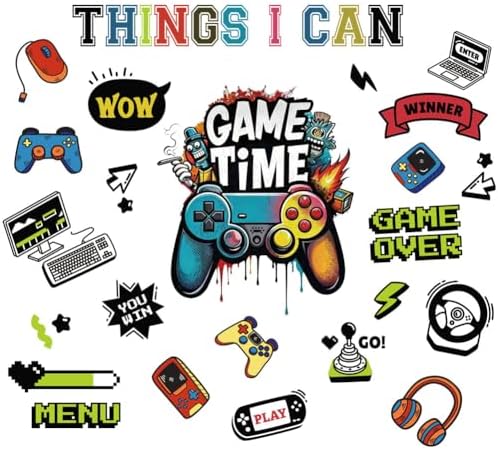 Game Over Wall Decals Stickers Gaming Controller Joystick Wall Decals Removable Video Games Wall Stickers Wall Art Peel and Stick Vinyl Wall Decor for Bedroom Living Room Office Home Decoration image 4