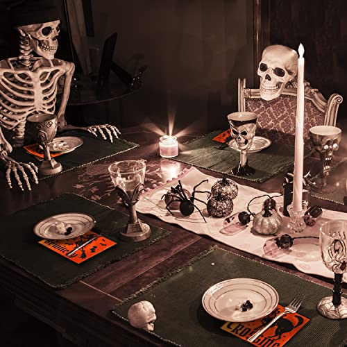 Quera 90 Pack Halloween Disposable Paper Napkins Orange Gold Foil Black Party Supplies Pumpkin Witch Black Cat Cocktail Napkins Perfect For Halloween Dinner Party Decoration 6.5'' X 6.5'' #TOP4