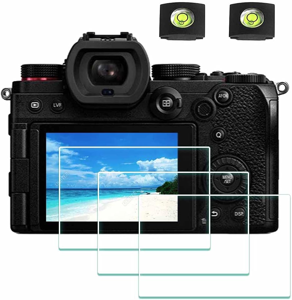 Screen Protector for Panasonic LUMIX S5II S5IIX S5 / S5 II s5 IIX & Hot Shoe Cover 0.3mm 9H Hardness Tempered Glass Flim, Anti-Scrach Anti-Fingerprint Anti-Bubble [3 Pack]