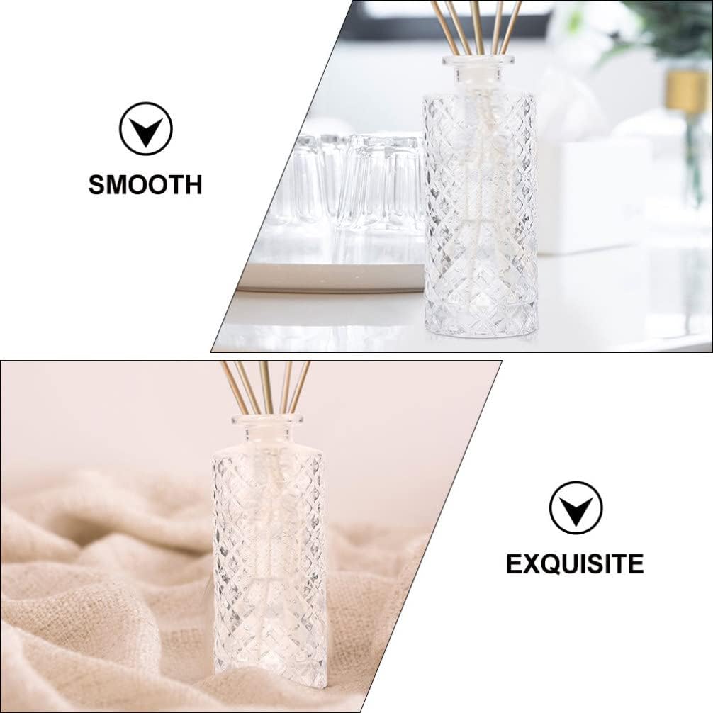 Healifty 2pcs Transparent Aromatherapy Bottles Empty Perfume Bottle Glass Containers for Reed Diffuser Essential Oil Storage Home D Cor Shelf Tabletop Dressing Table Display image 5