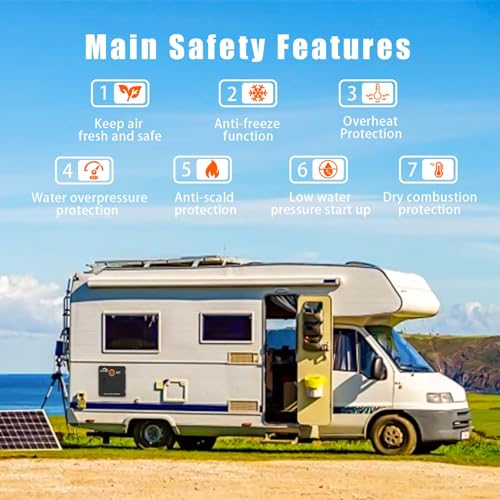 Image of Hillhub 65,000 BTU RV Tankless Water Heater, Max 3.9 GPM,with 15'' x 15'' Black Door and On Instant Hot Water Heater,DC 12V,CSA Certificated 9,800 ft High Altitude Performance, Compatible with all RVs