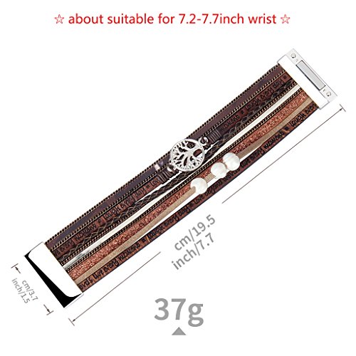 Multi Strand Bracelets For Women Boho Wrap Bracelet Baroque Pearl Boho Bangle Braided Leather Wristbands Womens Wrap Bracelets Tree Of Life Leather Bracelets For Teen Girls,Wife Birthday Gift #TOP4