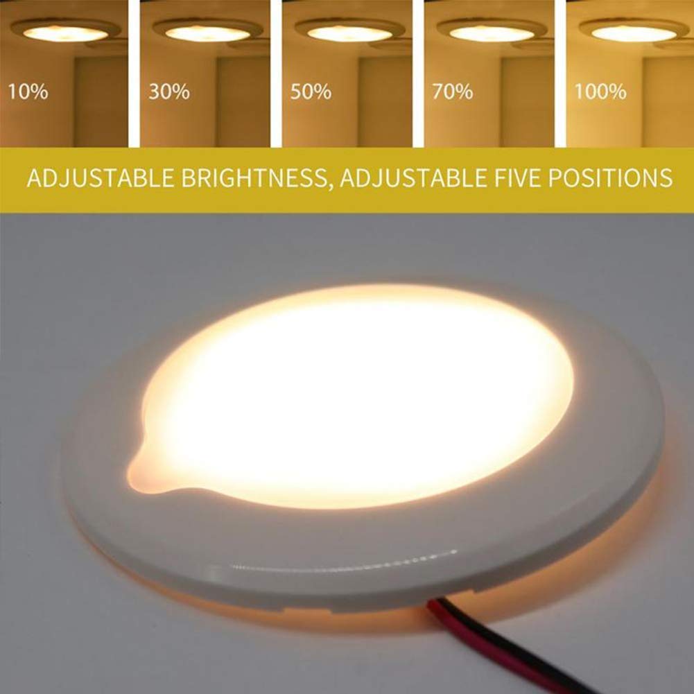 Riloer Luz Interior para Barco (9–30 V, Luz LED Blanca para Techo de Techo, Lámpara Táctil para Yates, Caravanas, Autocaravanas, Remolques de Viaje, 150 mm)