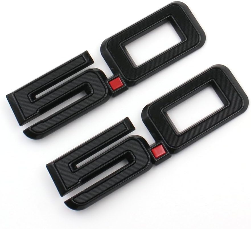 Pair Set 5.0 Emblem Door Side 3D Badge Compatible with 2024-2025 Mustang GT Dark Horse PR3Z-16228-D (Black Red)